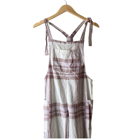 Aerie Plaid Shoulder Tie Straps Cropped Cargo Style Jumpsuit Size S - Picture 5 of 9